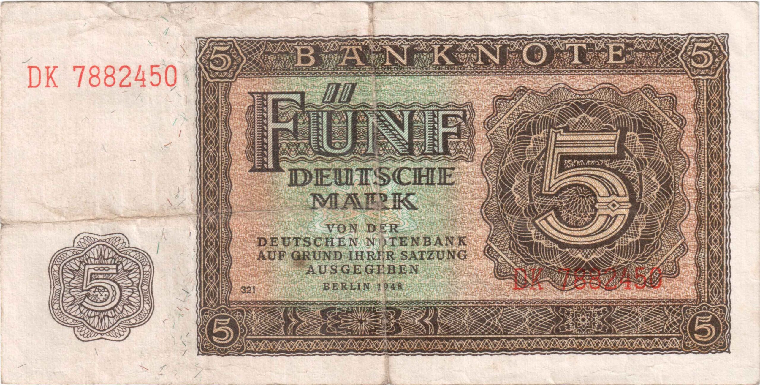 Fünfmarkschein der DDR von 1948, Ro. 342, Vorderseite