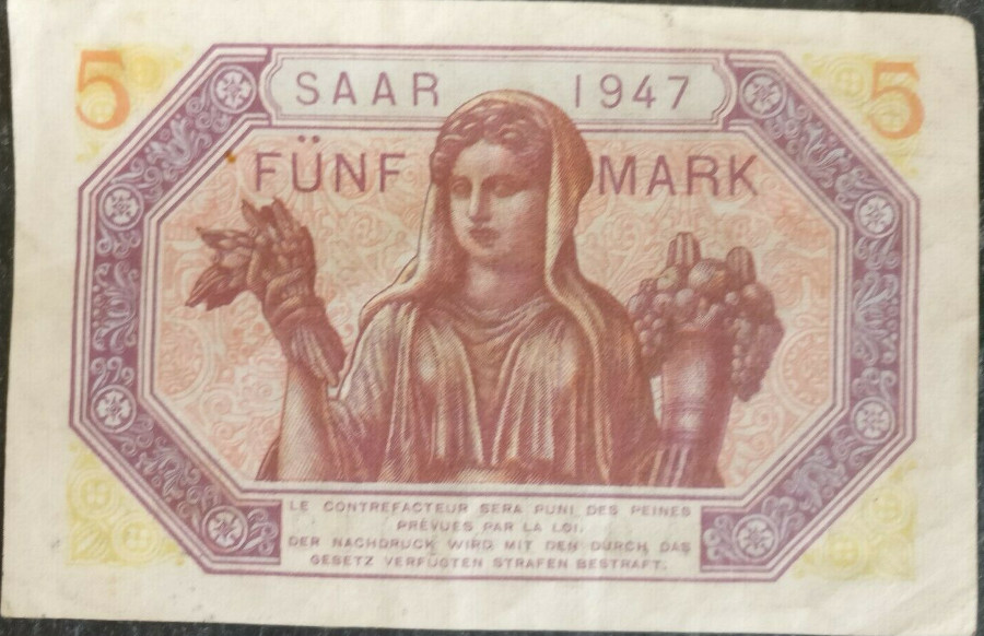 5-Saar-Mark-1947 Rückseite